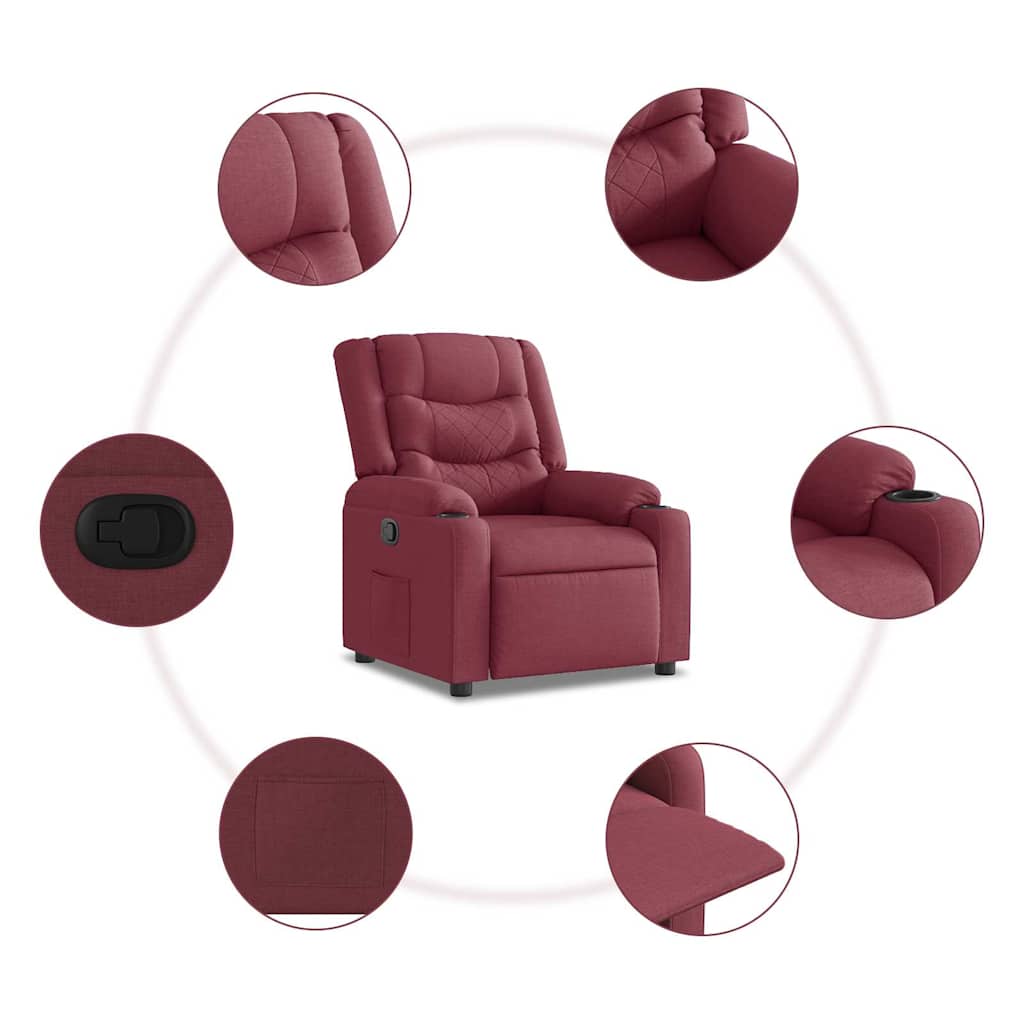 Poltrona Reclinabile in Tessuto Rosso Vino | homemem39
