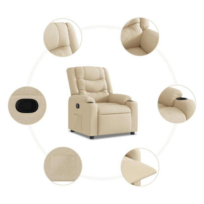 Poltrona Reclinabile in Tessuto Crema | homemem39
