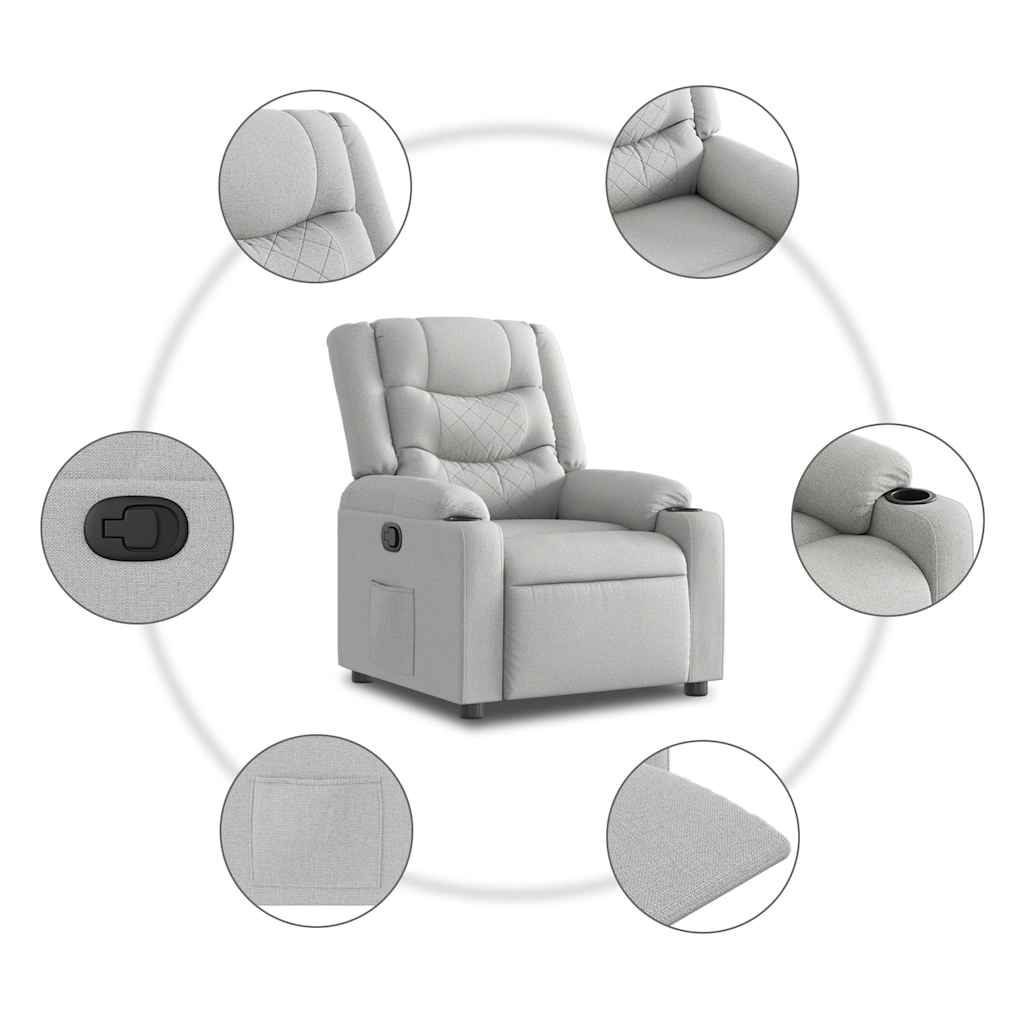 Poltrona Reclinabile in Tessuto Grigio Nuvola | homemem39