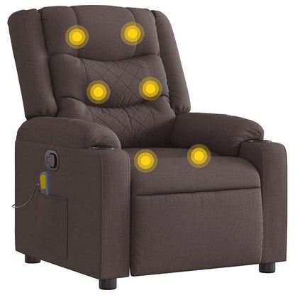 Poltrona Massaggiante Reclinabile Marrone Scuro in Tessuto - homemem39