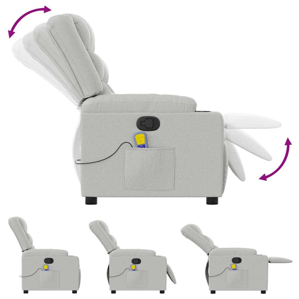 Poltrona Massaggiante Reclinabile Grigio Nuvola in Tessuto - homemem39
