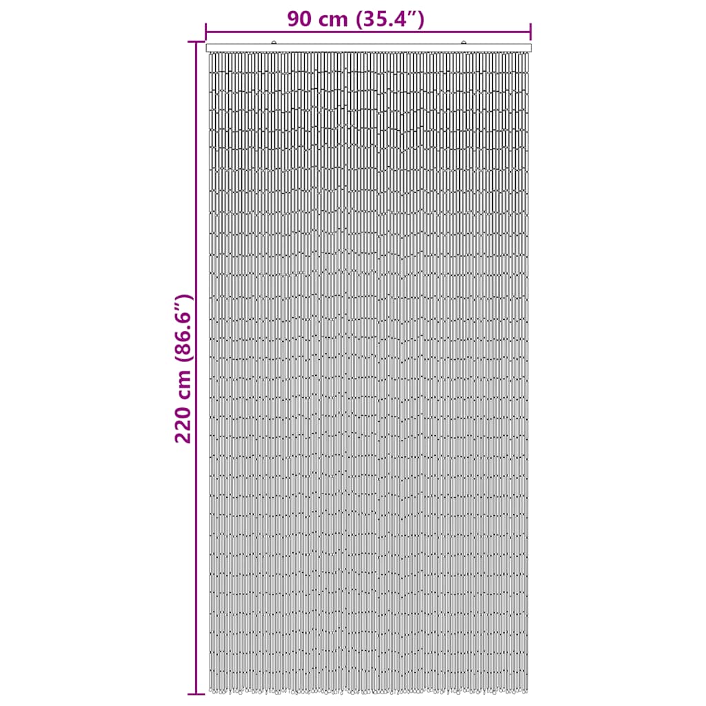 Tenda Antimosche per Porte Grigio Scuro 90x220 cm Bambù