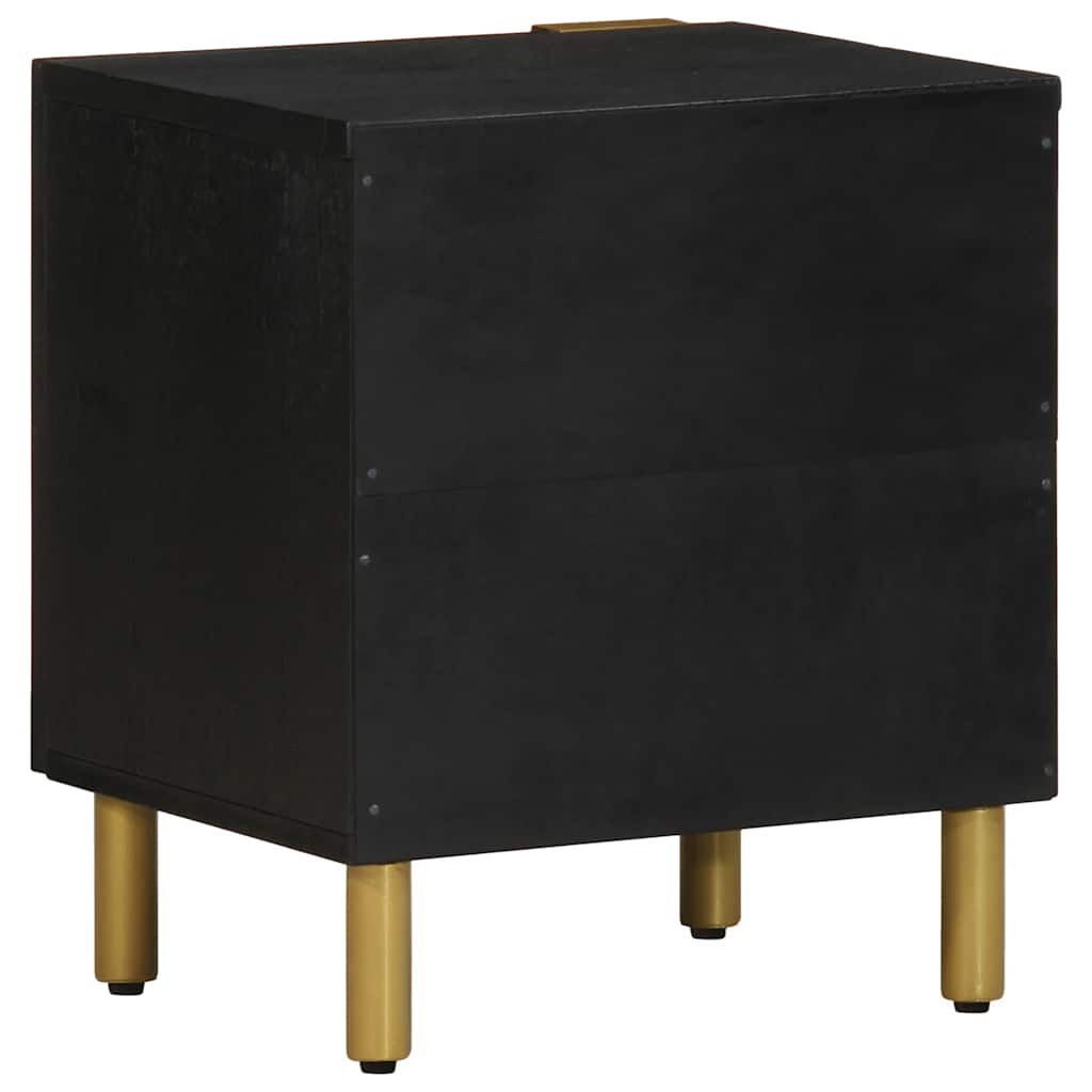 Comodino Nero 40x33x46 cm in Legno Massello di Mango