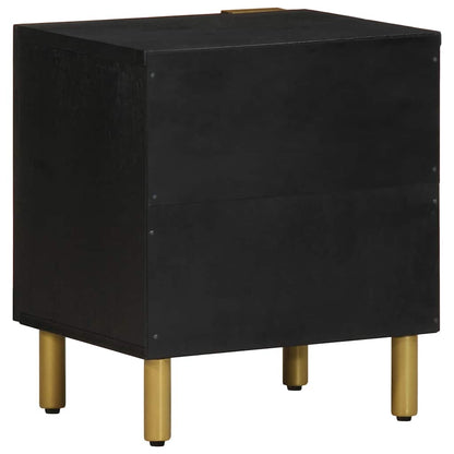 Comodino Nero 40x33x46 cm in Legno Massello di Mango