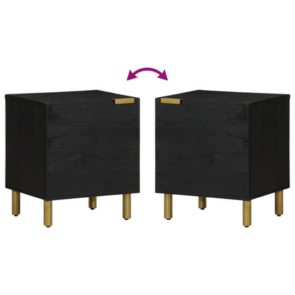 Comodino Nero 40x33x46 cm in Legno Massello di Mango