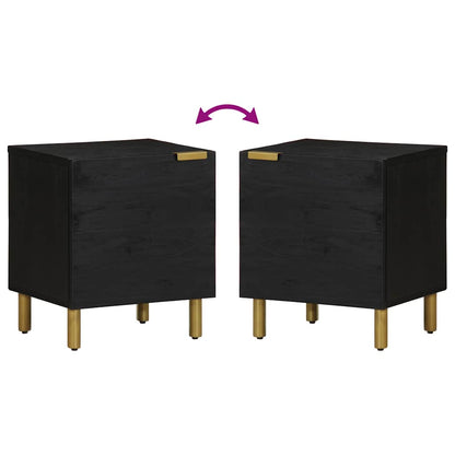 Comodino Nero 40x33x46 cm in Legno Massello di Mango