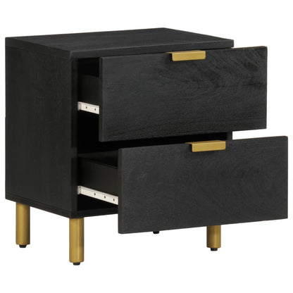 Comodino Nero 40x33x46 cm in Legno Massello di Mango - homemem39