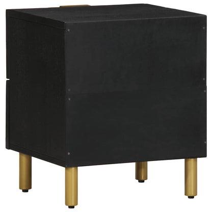 Comodino Nero 40x33x46 cm in Legno Massello di Mango