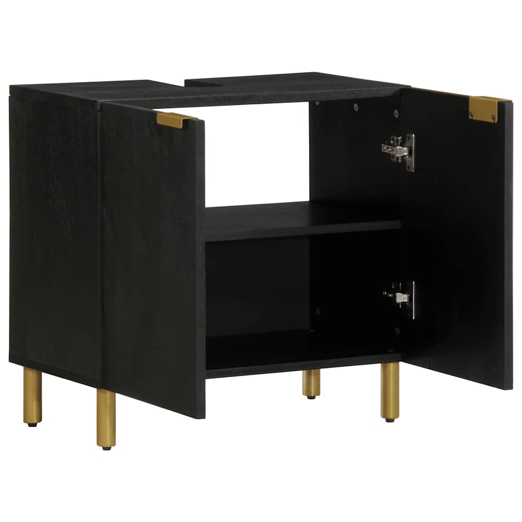 Mobile Lavabo da Bagno Nero 62x33x58 cm in Legno Multistrato