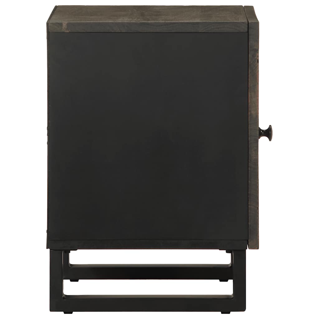 Comodino Nero 40x33x46 cm in Legno Massello di Mango