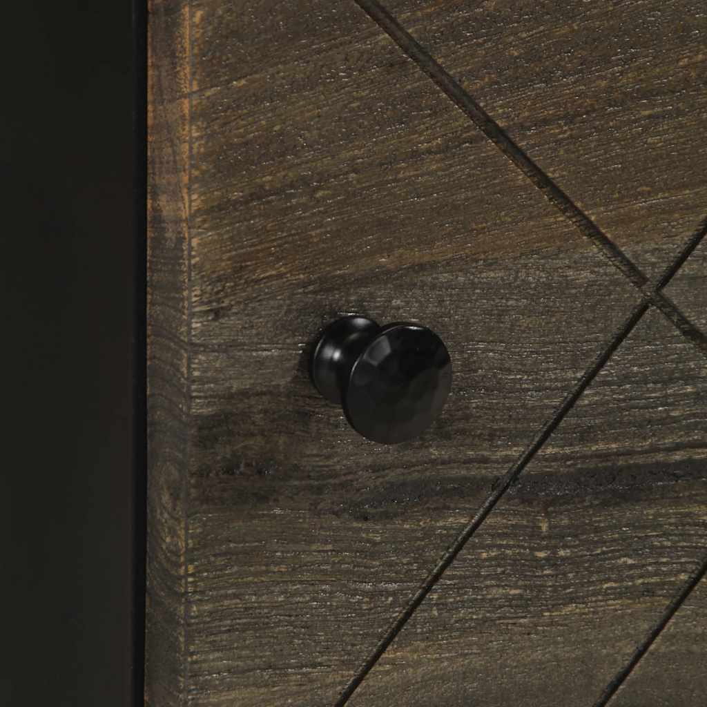 Comodino Nero 40x33x46 cm in Legno Massello di Mango