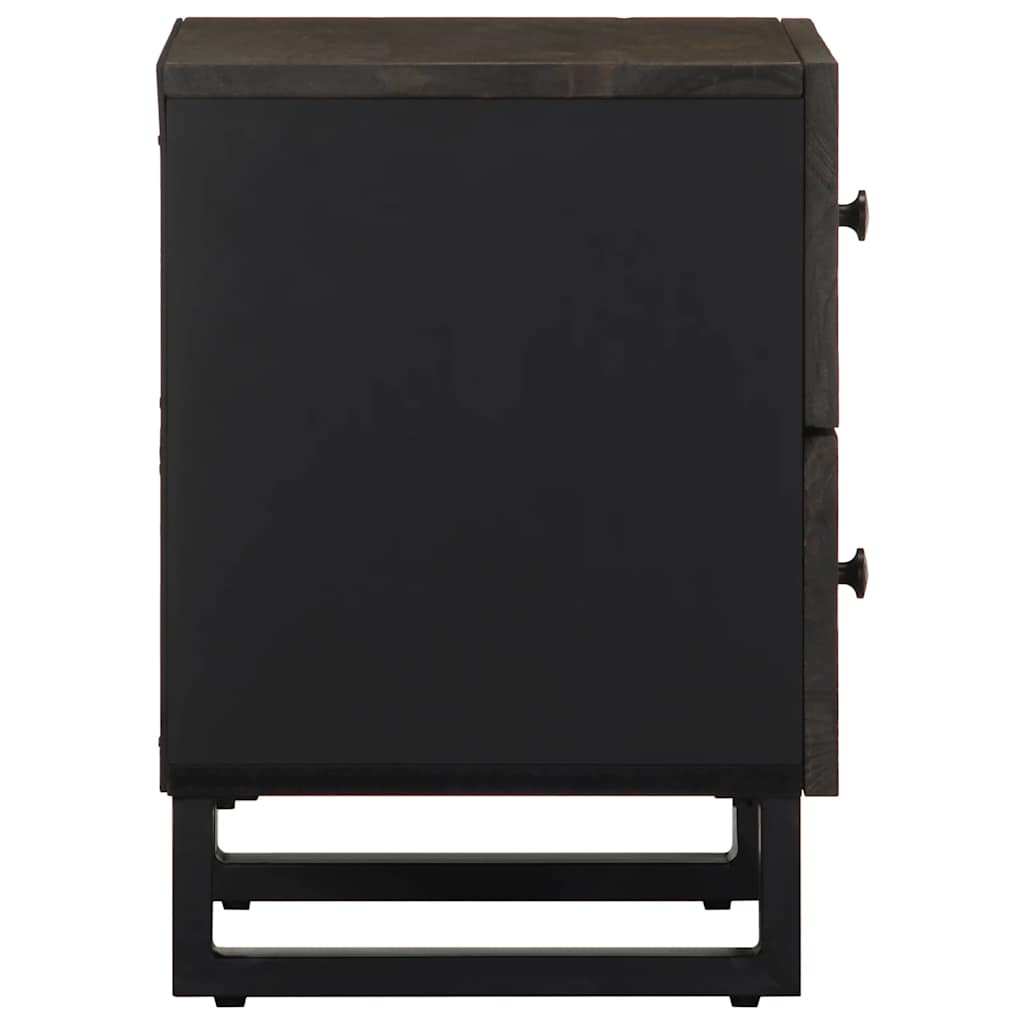 Comodino Nero 40x33x46 cm in Legno Massello di Mango