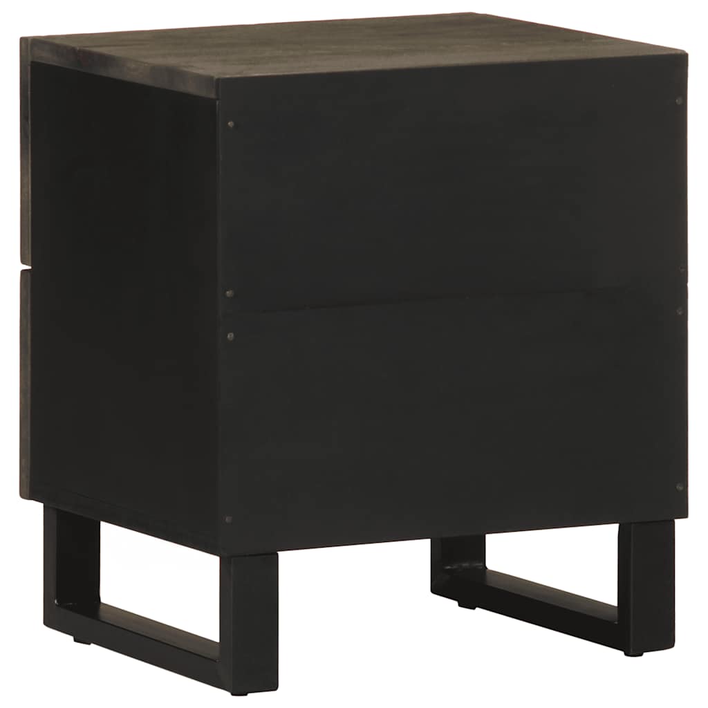 Comodino Nero 40x33x46 cm in Legno Massello di Mango