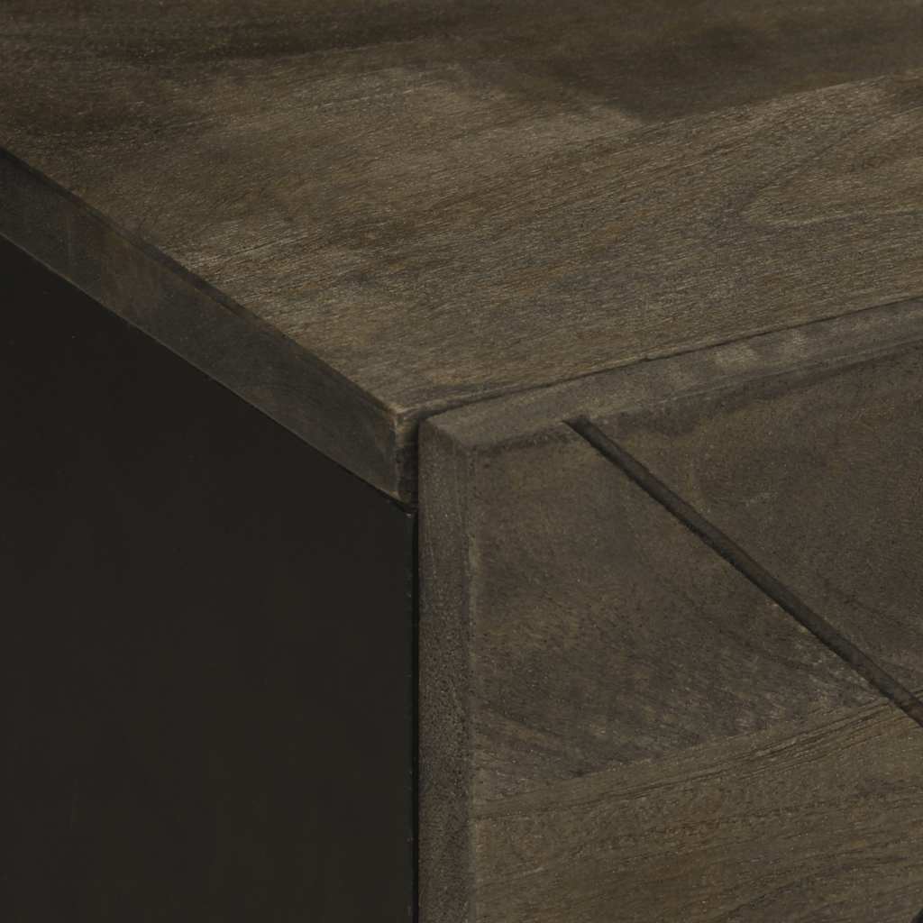 Comodino Nero 40x33x46 cm in Legno Massello di Mango