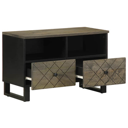 Mobile Porta TV Nero 70x33x46 cm in Legno Massello di Mango - homemem39