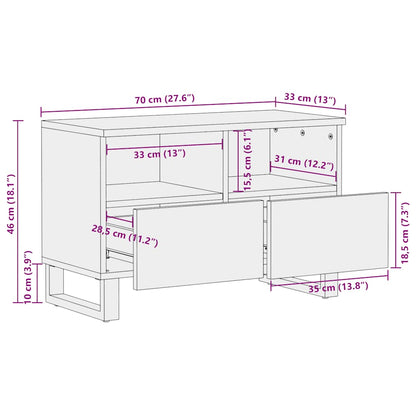Mobile Porta TV Nero 70x33x46 cm in Legno Massello di Mango - homemem39