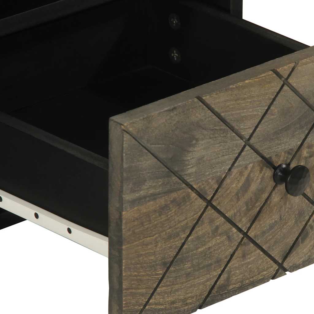 Mobile Porta TV Nero 70x33x46 cm in Legno Massello di Mango - homemem39