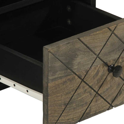 Mobile Porta TV Nero 70x33x46 cm in Legno Massello di Mango - homemem39