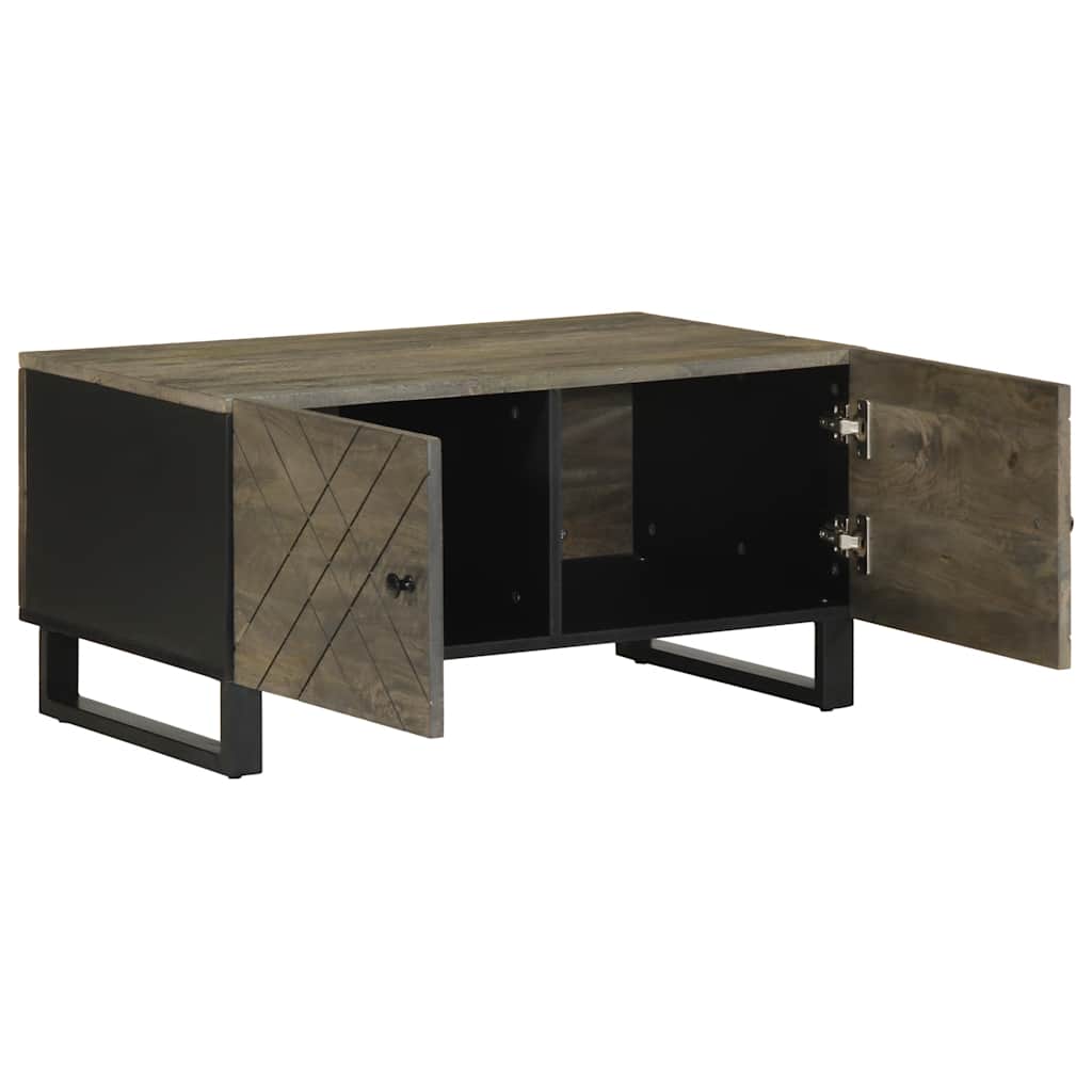 Tavolino da Salotto Nero 80x50x40 cm in Legno Massello di Mango | homemem39