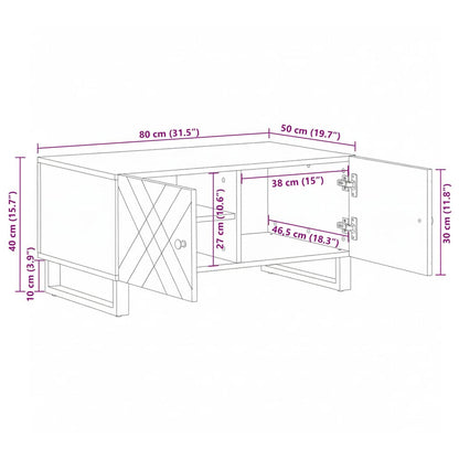 Tavolino da Salotto Nero 80x50x40 cm in Legno Massello di Mango | homemem39