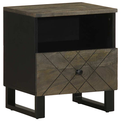 Comodino Nero 40x33x46 cm in Legno Massello di Mango