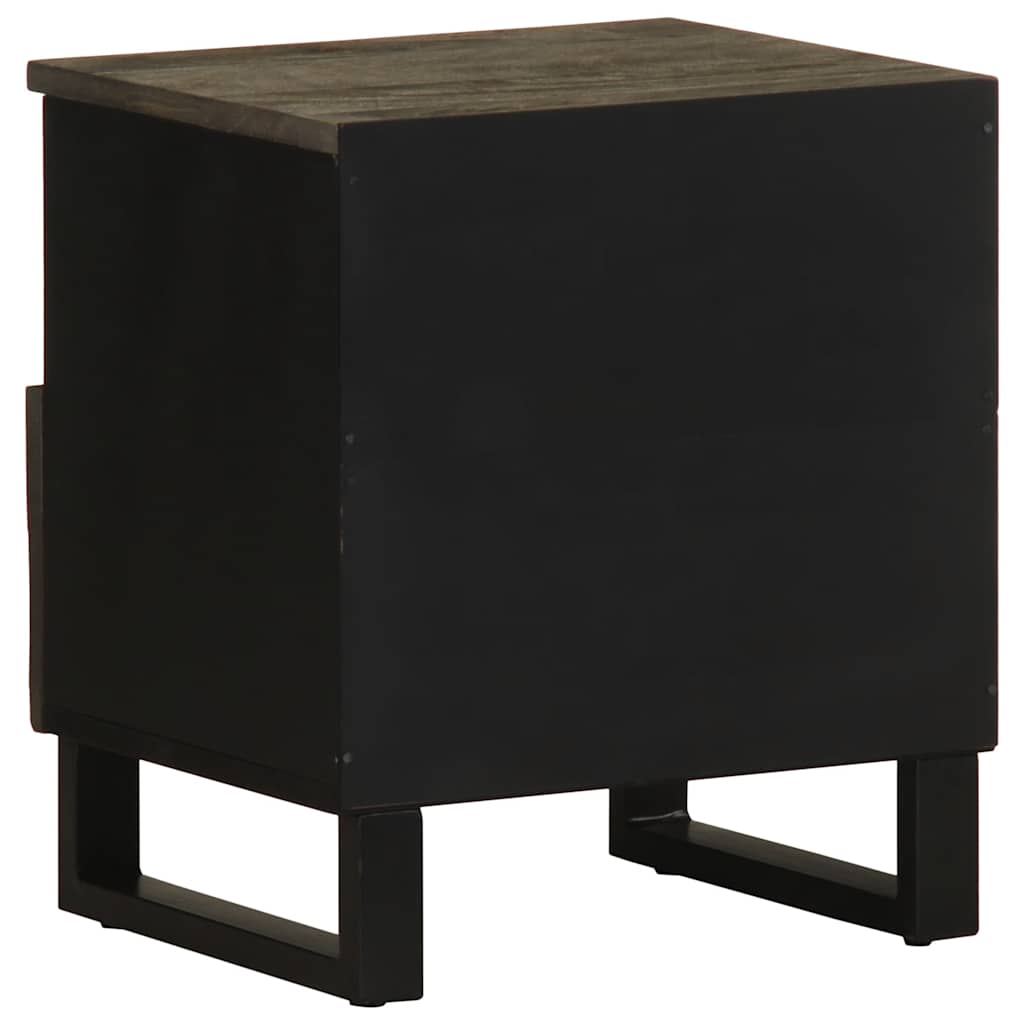 Comodino Nero 40x33x46 cm in Legno Massello di Mango - homemem39