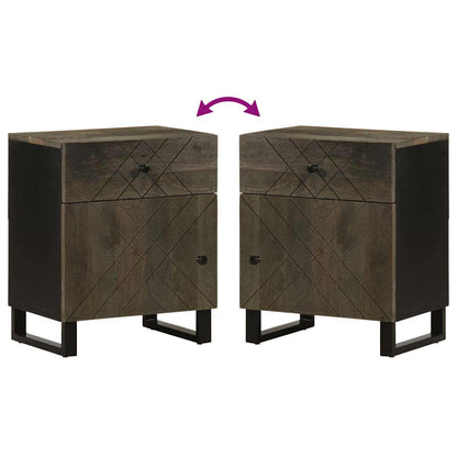 Comodino Nero 50x33x60 cm in Legno Massello di Mango - homemem39