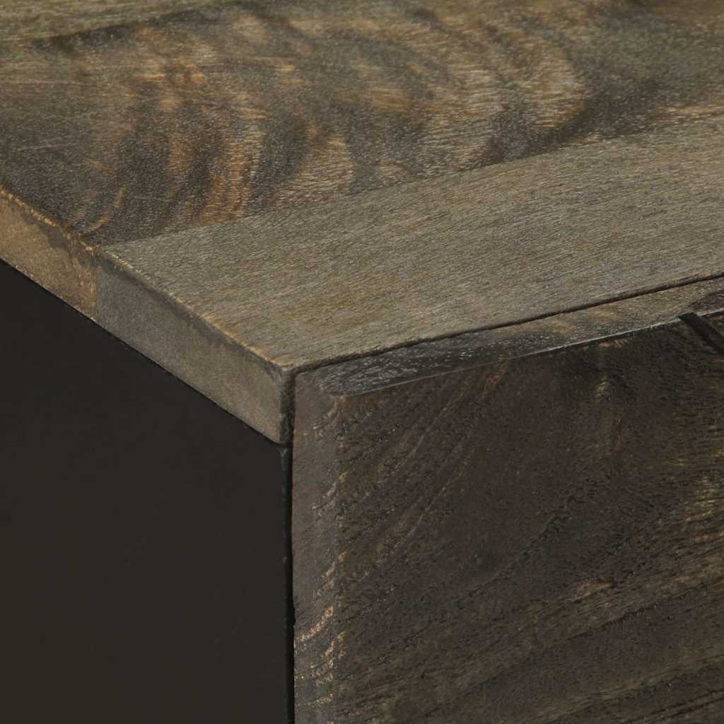 Comodino Nero 50x33x60 cm in Legno Massello di Mango - homemem39