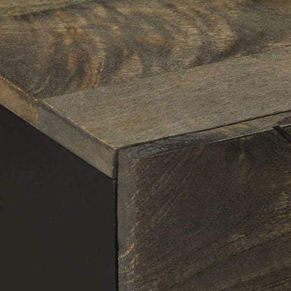 Comodino Nero 50x33x60 cm in Legno Massello di Mango - homemem39