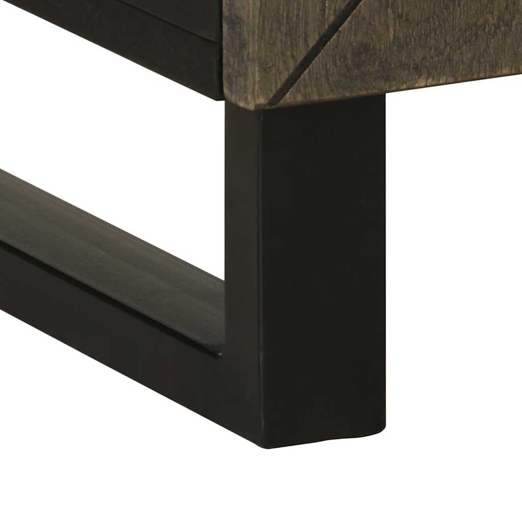 Comodino Nero 50x33x60 cm in Legno Massello di Mango - homemem39