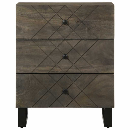 Comodino Nero 50x33x62 cm in Legno Massello di Mango - homemem39