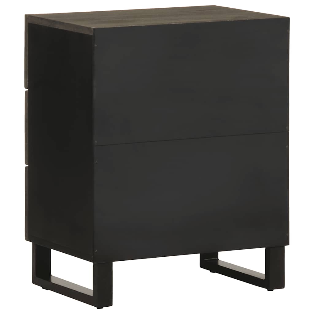 Comodino Nero 50x33x62 cm in Legno Massello di Mango - homemem39
