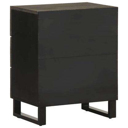 Comodino Nero 50x33x62 cm in Legno Massello di Mango - homemem39