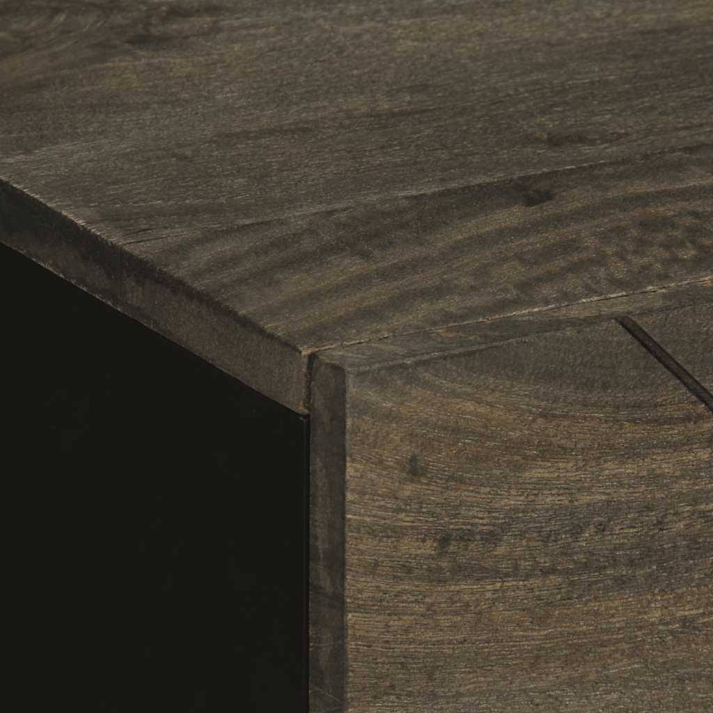 Comodino Nero 50x33x62 cm in Legno Massello di Mango