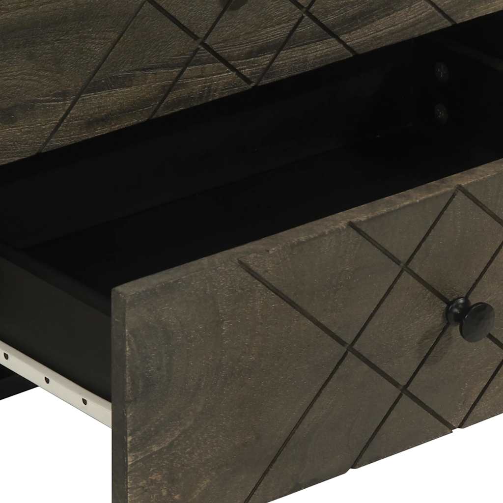 Comodino Nero 50x33x62 cm in Legno Massello di Mango - homemem39