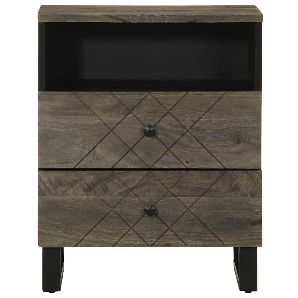 Comodino Nero 50x33x62 cm in Legno Massello di Mango