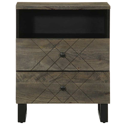 Comodino Nero 50x33x62 cm in Legno Massello di Mango - homemem39