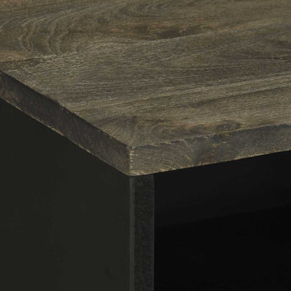 Comodino Nero 50x33x62 cm in Legno Massello di Mango