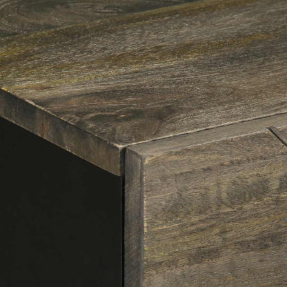 Comodino Nero 50x33x60 cm in Legno Massello di Mango - homemem39