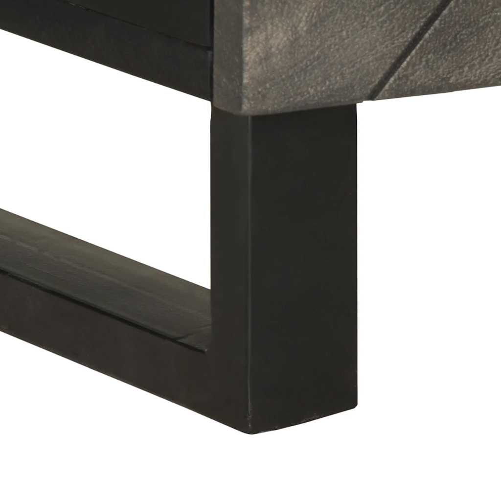 Comodino Nero 50x33x60 cm in Legno Massello di Mango