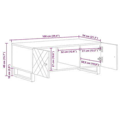 Tavolino da Salotto Nero 100x54x40cm in Legno Massello di Mango | homemem39