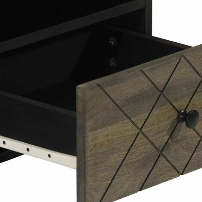 Tavolino da Salotto Nero 80x54x40 cm in Legno Massello di Mango | homemem39