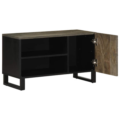 Mobile Porta TV Nero 80x33x46 cm in Legno Massello di Mango | homemem39