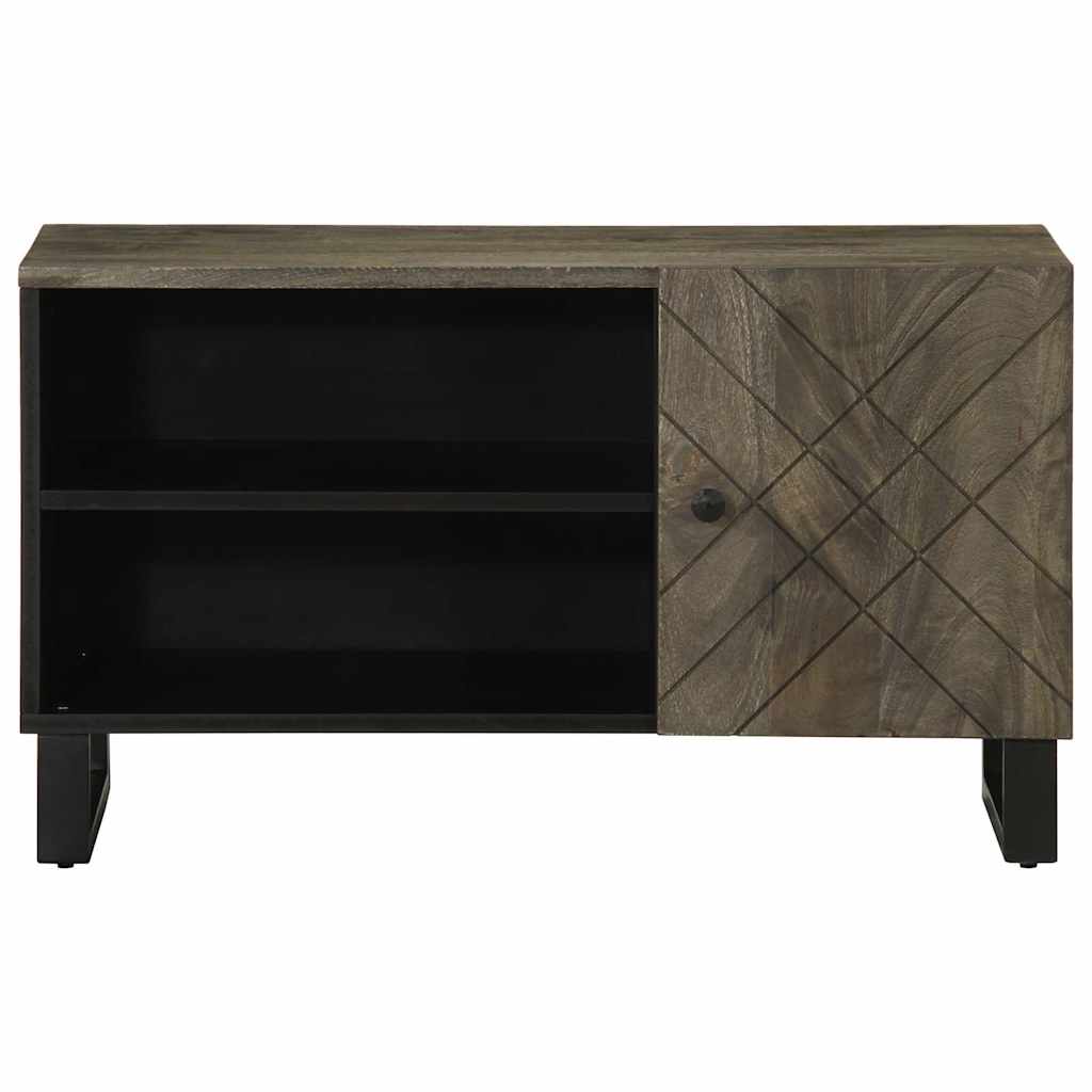 Mobile Porta TV Nero 80x33x46 cm in Legno Massello di Mango | homemem39