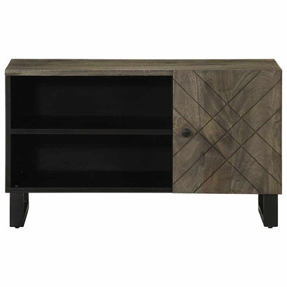 Mobile Porta TV Nero 80x33x46 cm in Legno Massello di Mango | homemem39