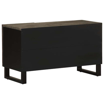 Mobile Porta TV Nero 80x33x46 cm in Legno Massello di Mango | homemem39