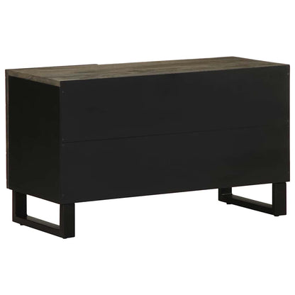 Mobile Porta TV Nero 80x33x46 cm in Legno Massello di Mango - homemem39