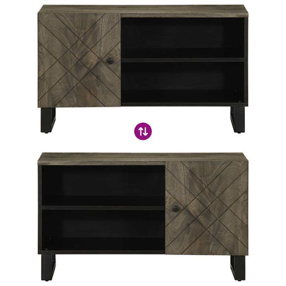 Mobile Porta TV Nero 80x33x46 cm in Legno Massello di Mango | homemem39