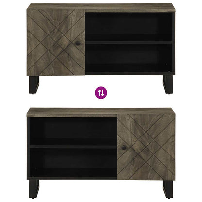 Mobile Porta TV Nero 80x33x46 cm in Legno Massello di Mango - homemem39