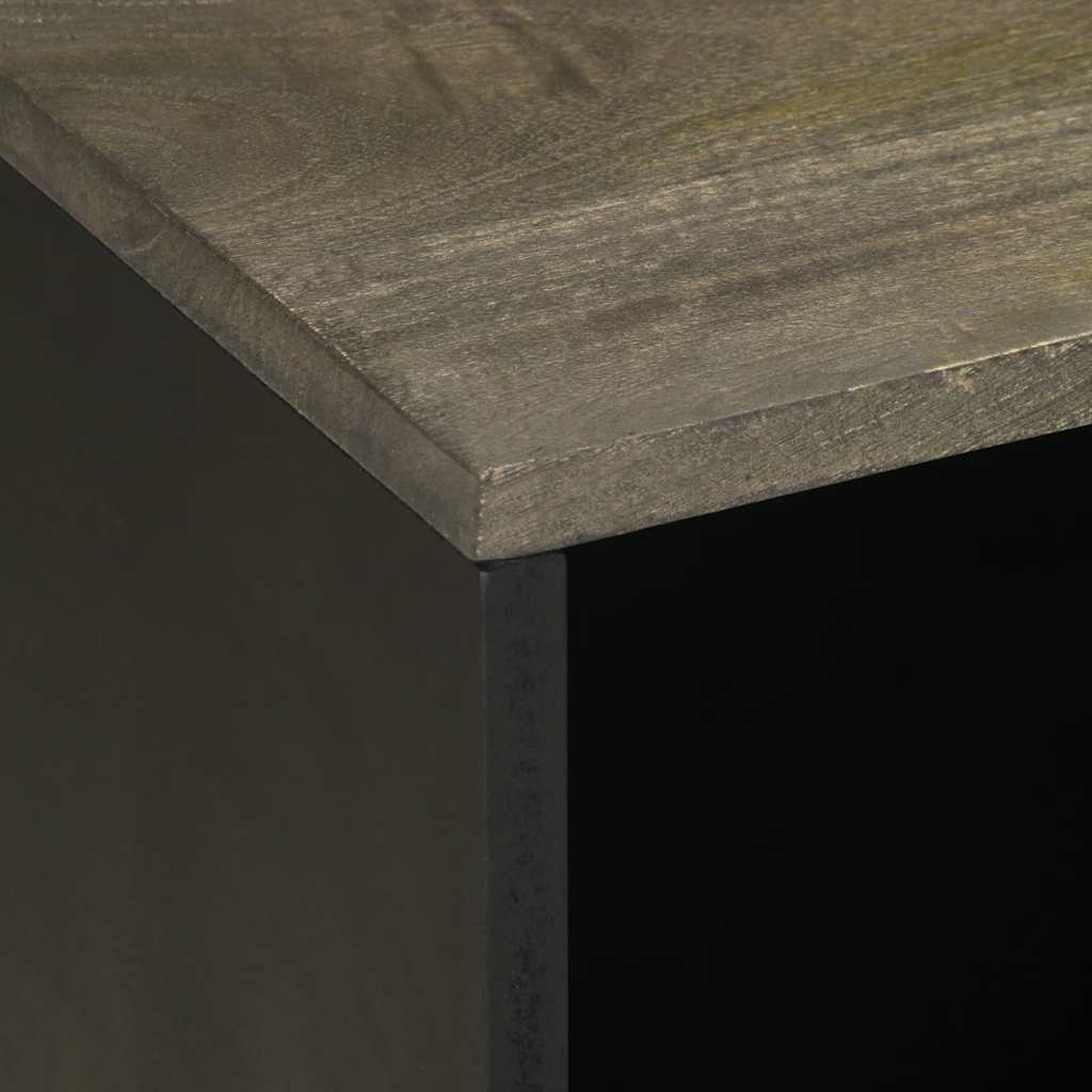 Mobile Porta TV Nero 80x33x46 cm in Legno Massello di Mango | homemem39